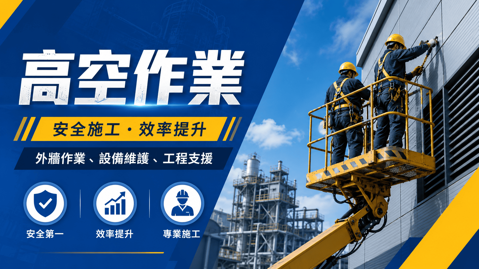 只要施工位置超過一般可安全作業範圍，就可能需要高空作業技術協助。