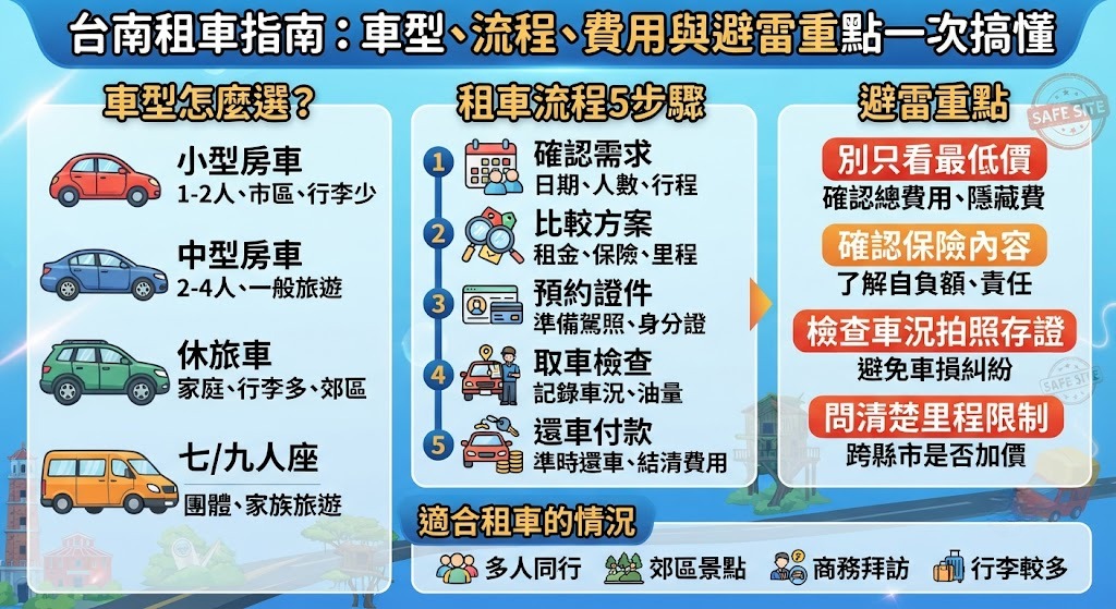 台南租車怎麼選？車型、流程、費用與在地交通一次了解