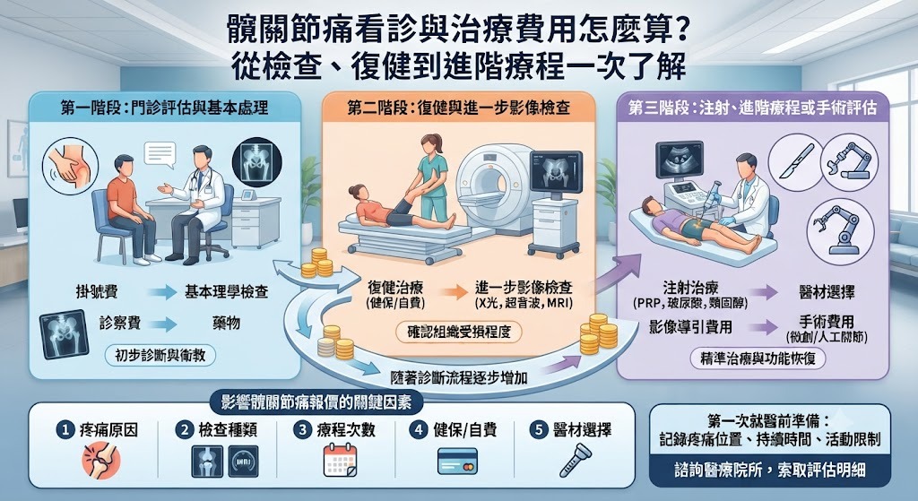 髖關節痛看診與治療費用怎麼算?從檢查、復健到進階療程一次了解
