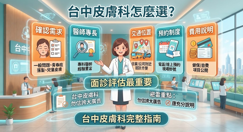 台中皮膚科怎麼選？看診範圍、預約流程與就醫重點完整指南