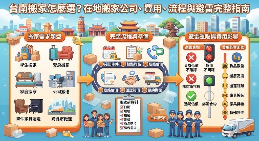 台南搬家怎麼選？在地搬家公司、費用、流程與避雷完整指南