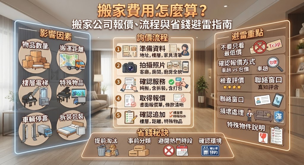 搬家費用怎麼算?搬家公司報價、流程與省錢避雷指南