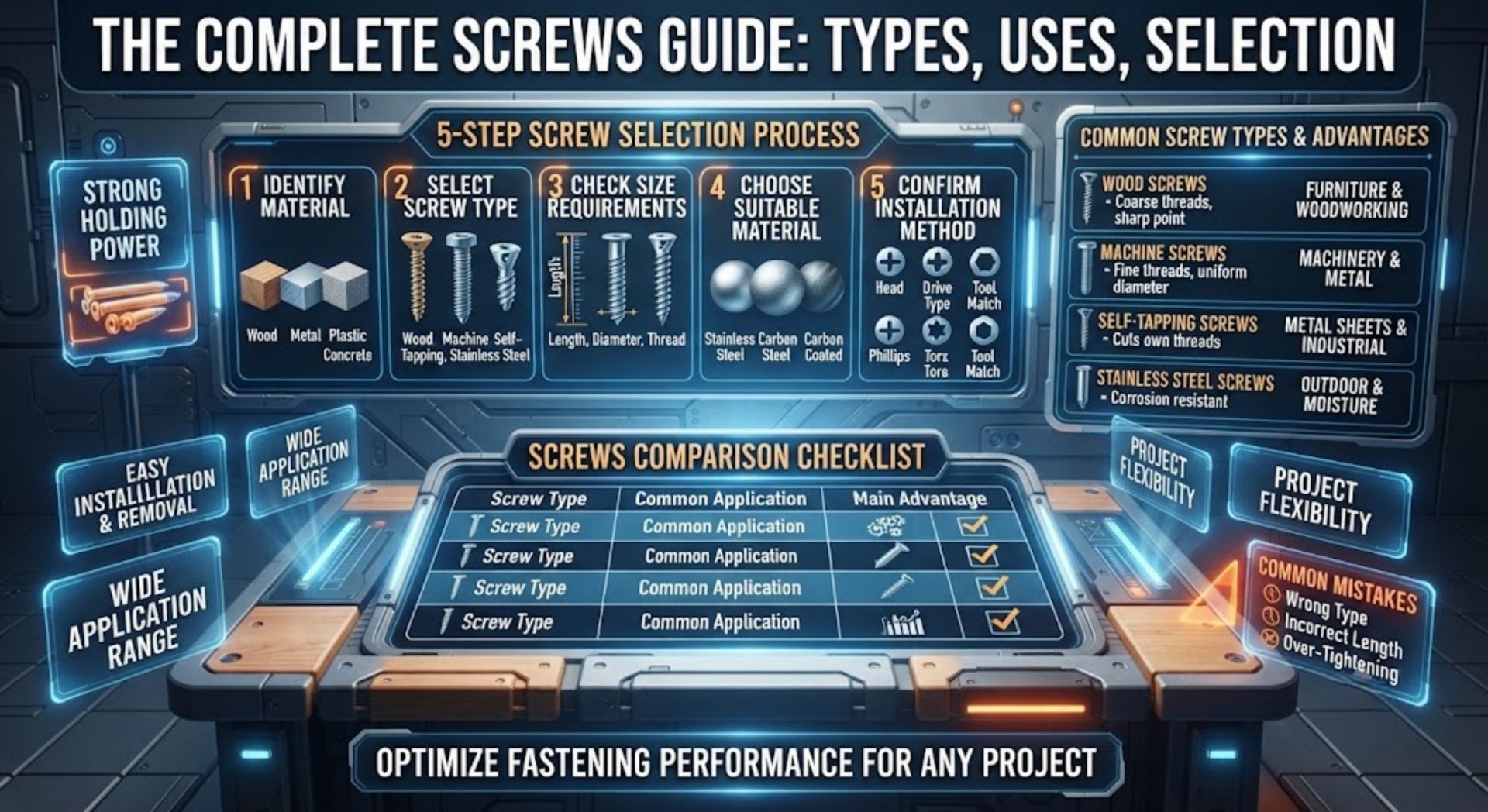 Screws Guide: Types, Uses, Materials, and How to Choose the Right Screw