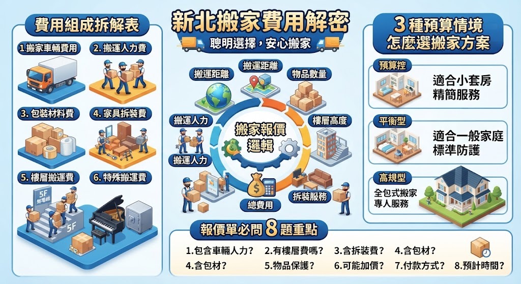 新北搬家費用怎麼算？完整解析搬家報價組成、影響價格因素與方案選擇