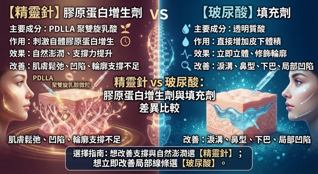 精靈針 vs 玻尿酸：膠原蛋白增生劑與填充劑差異、優缺點與適合族群比較