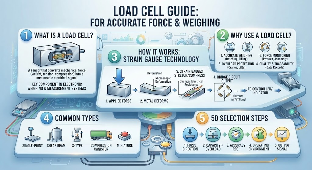 Load Cell Guide: Types, Working Principle, Selection, Installation, and Calibration