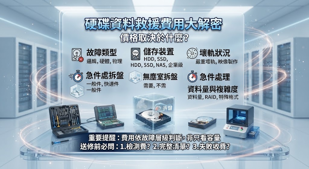 硬碟資料救援費用怎麼算?報價因素、故障類型與送修避雷完整解析