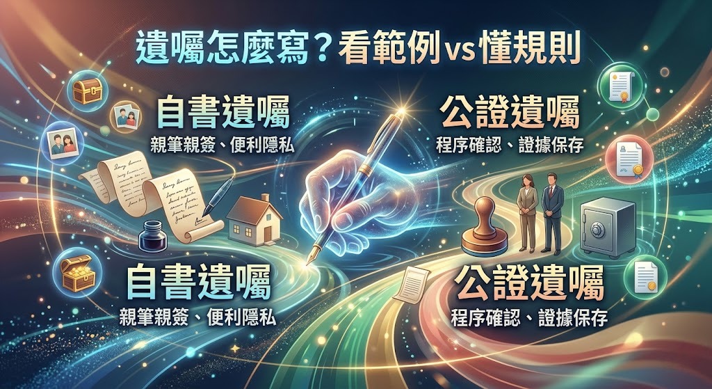 遺囑範例怎麼寫?自書遺囑 vs 公證遺囑差異、格式與注意事項一次看