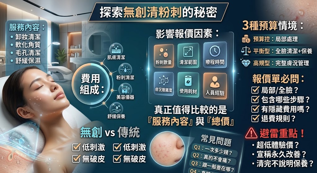 無創清粉刺費用怎麼算?價格影響因素、療程差異與報價避雷一次看懂