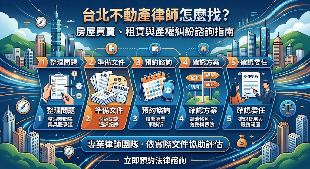 台北不動產律師怎麼找?房屋買賣、租賃與產權糾紛諮詢指南