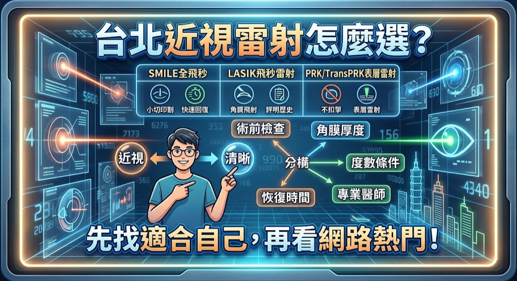 台北近視雷射怎麼選？SMILE、LASIK、PRK完整比較