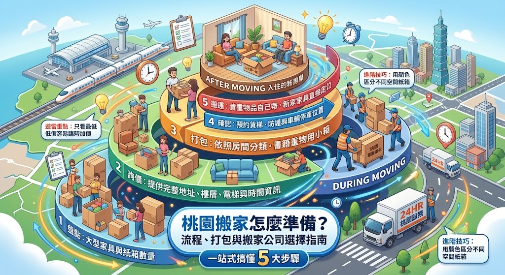 桃園搬家怎麼準備？流程、打包、搬家公司選擇與避雷完整指南