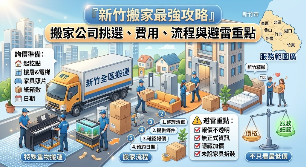 新竹搬家怎麼找？搬家公司挑選、搬家流程、費用與避雷重點整理