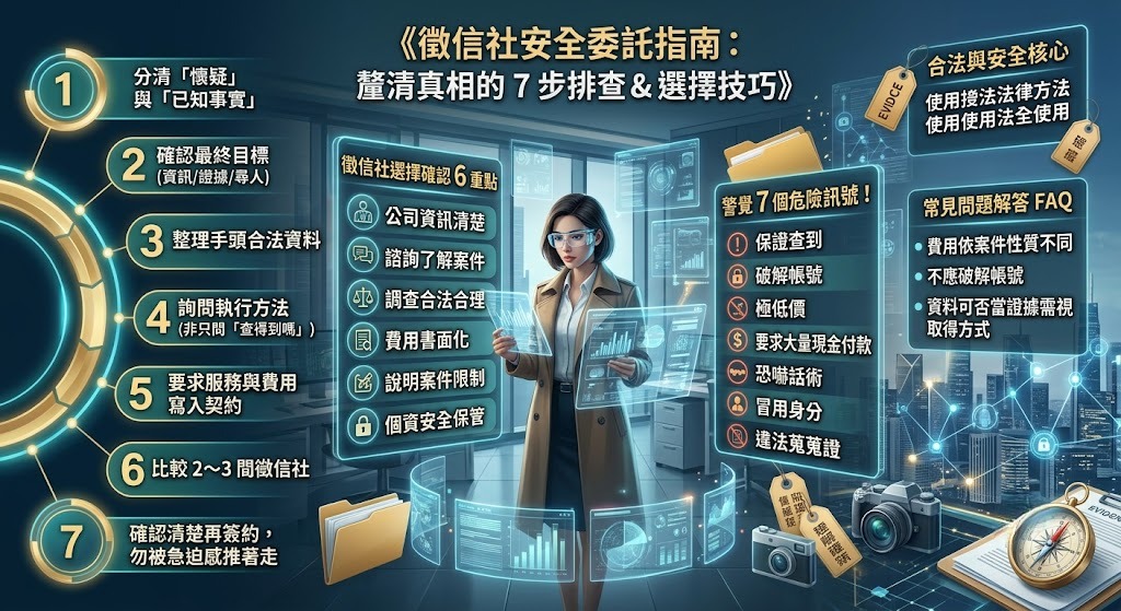 徵信社怎麼選？外遇、尋人、蒐證需求的排查流程與委託注意事項