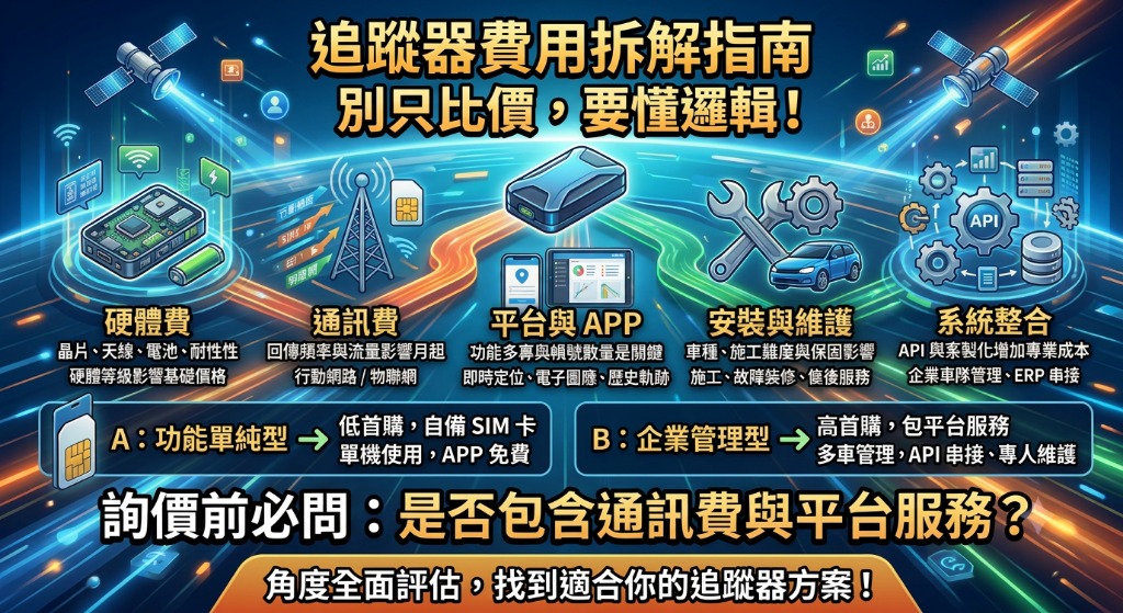 追蹤器費用怎麼算？GPS 定位、平台月租、安裝與報價差異一次看懂