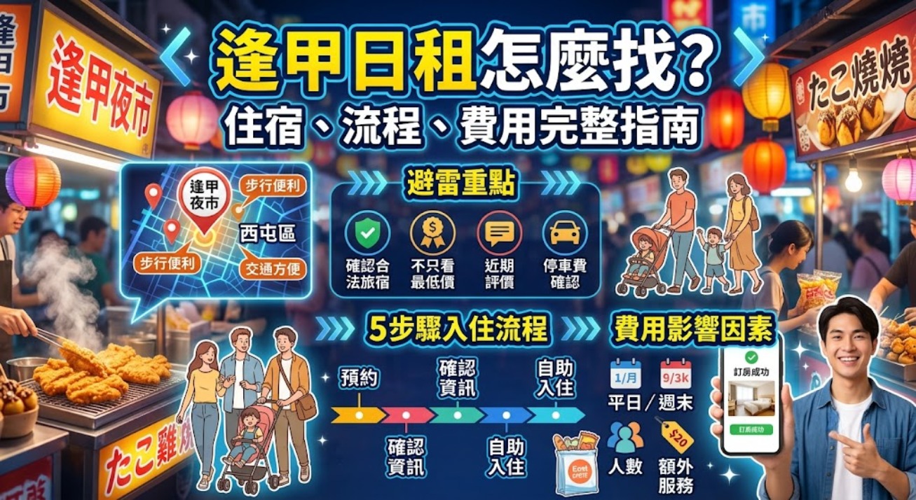 逢甲日租怎麼找？逢甲夜市住宿選擇、入住流程與費用完整指南