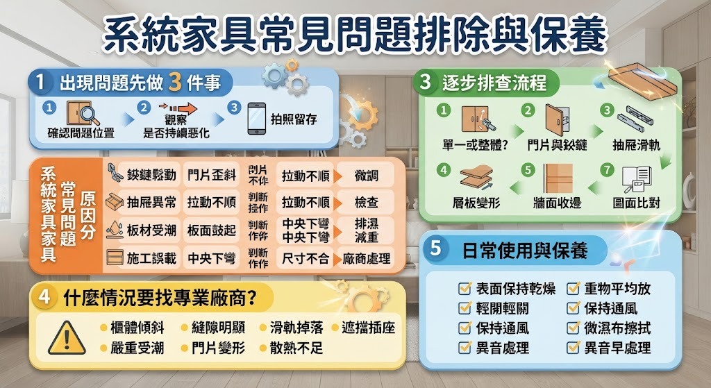 系統家具出問題怎麼辦？常見原因、排查流程與維修注意事項一次看