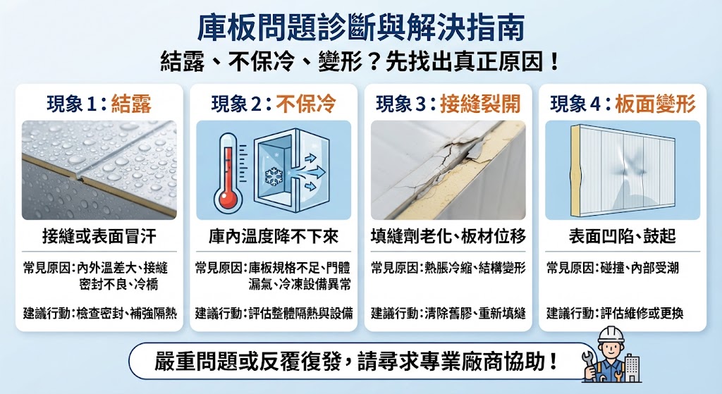 庫板出現結露、不保冷、變形怎麼辦？原因、排查與修復完整指南