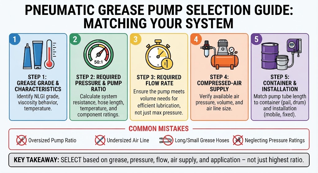 Pneumatic Grease Pump Complete Guide: How It Works, Selection, Setup, and Maintenance