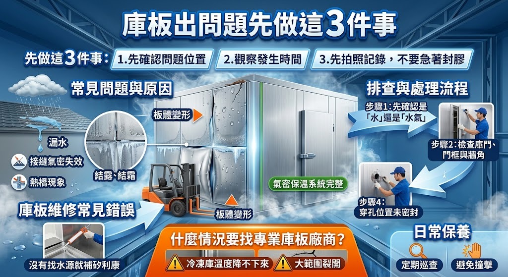 庫板出現結露、漏水、變形怎麼辦？常見原因、排查流程與維修注意事項一次看