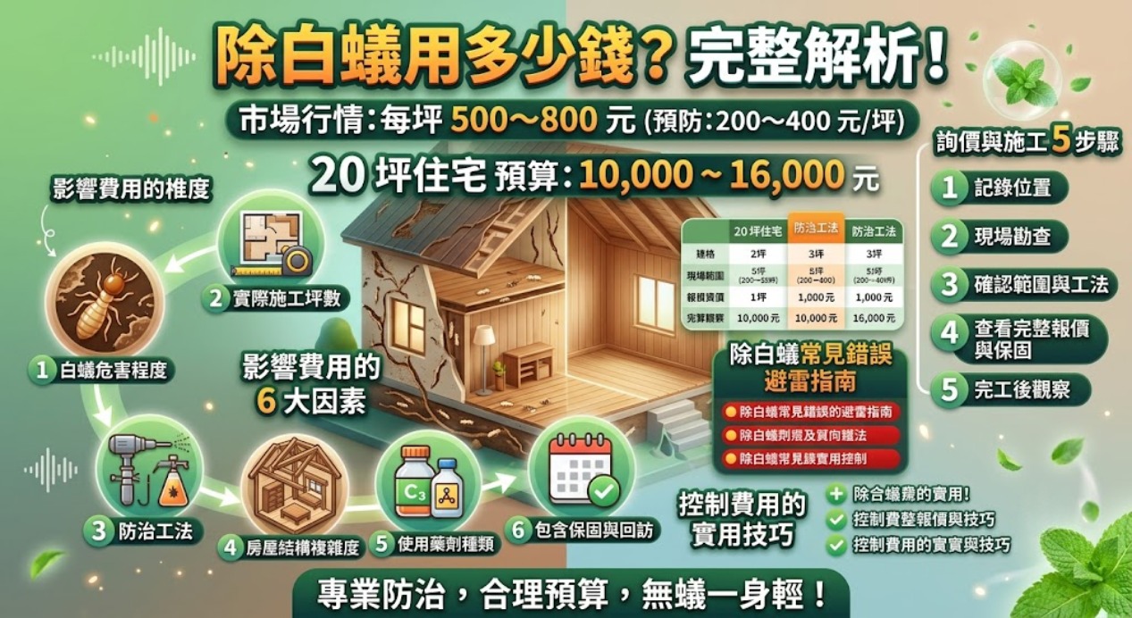 除白蟻費用多少錢?2026 白蟻防治價格、坪數與報價方式完整解析