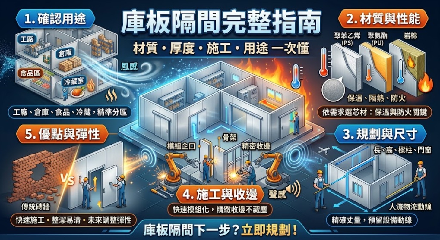 庫板隔間怎麼選？材質、厚度、施工與用途完整指南