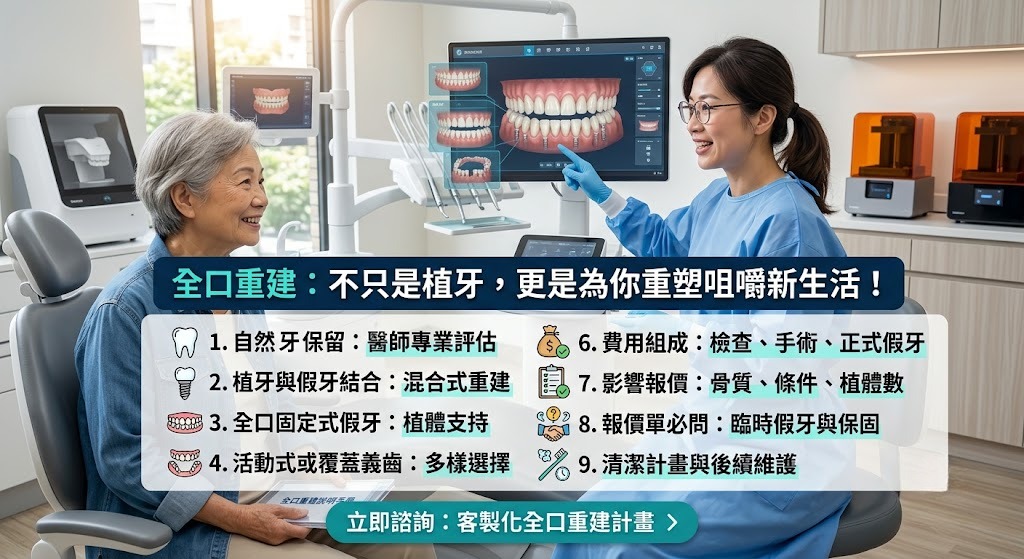 全口重建推薦怎麼選?費用、療程方案、報價重點與診所挑選完整解析