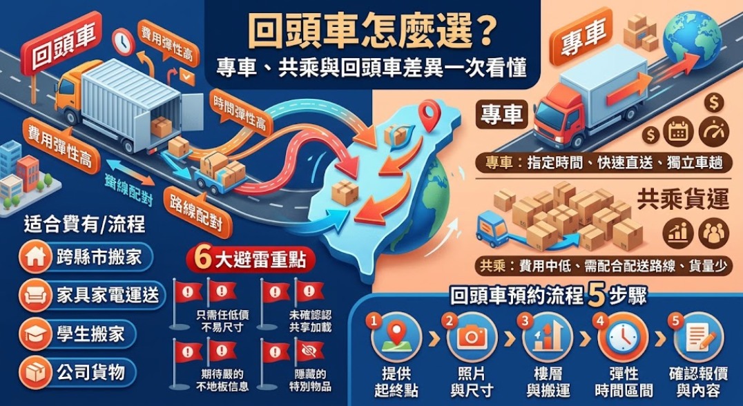 回頭車怎麼選？專車、共乘與回頭車差異一次看懂
