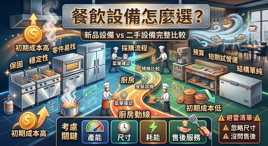 餐飲設備怎麼選？新品設備 vs 二手設備完整比較