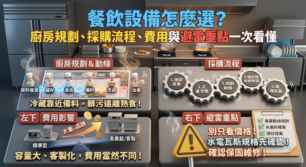 餐飲設備怎麼選？廚房規劃、採購流程、費用與避雷重點一次看懂