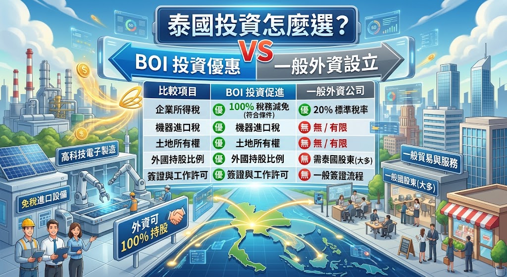 泰國投資怎麼選？BOI 投資優惠 vs 一般外資設立完整比較