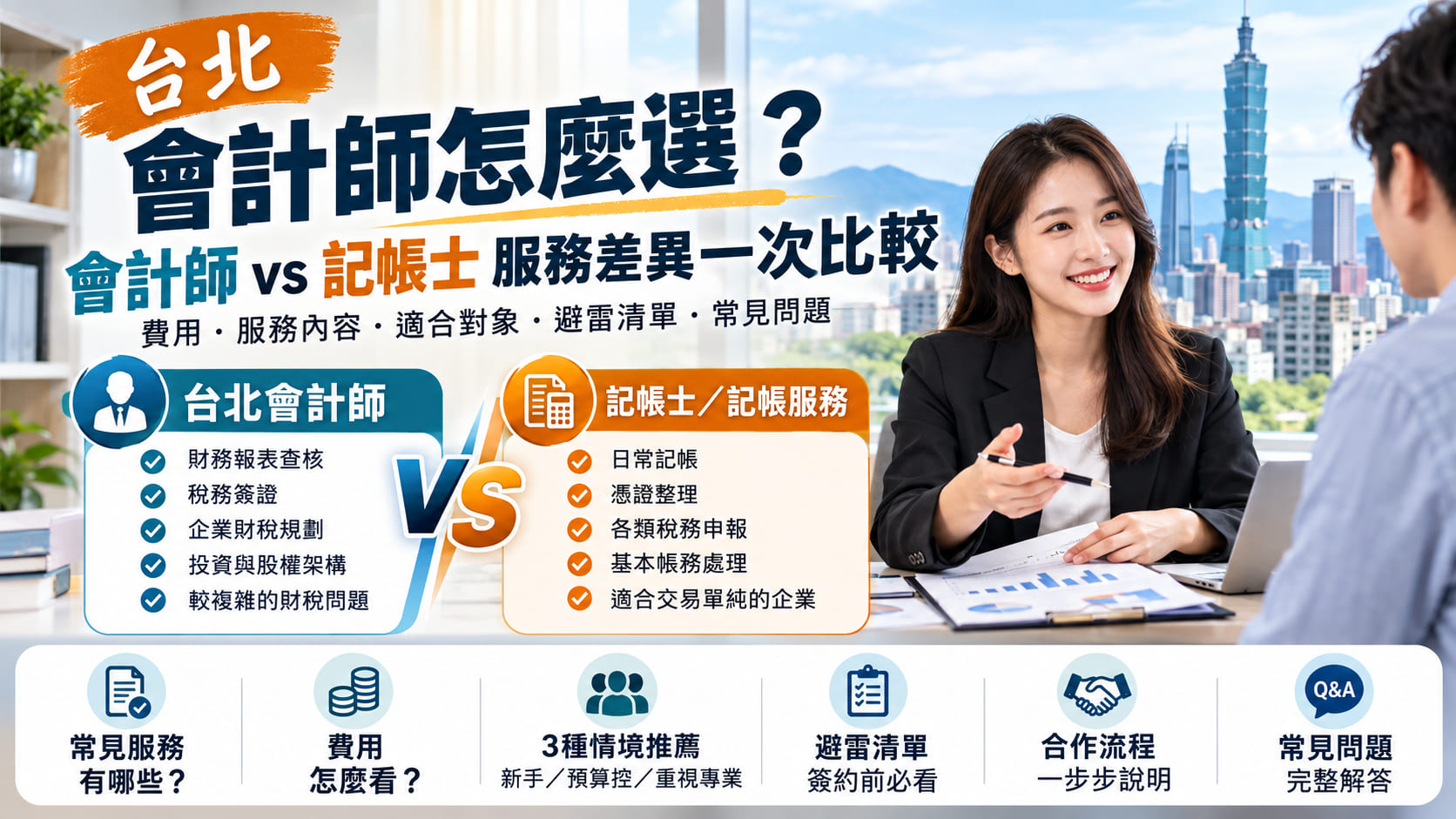 台北會計師怎麼選？會計師 vs 記帳士服務差異、費用與適合對象一次比較